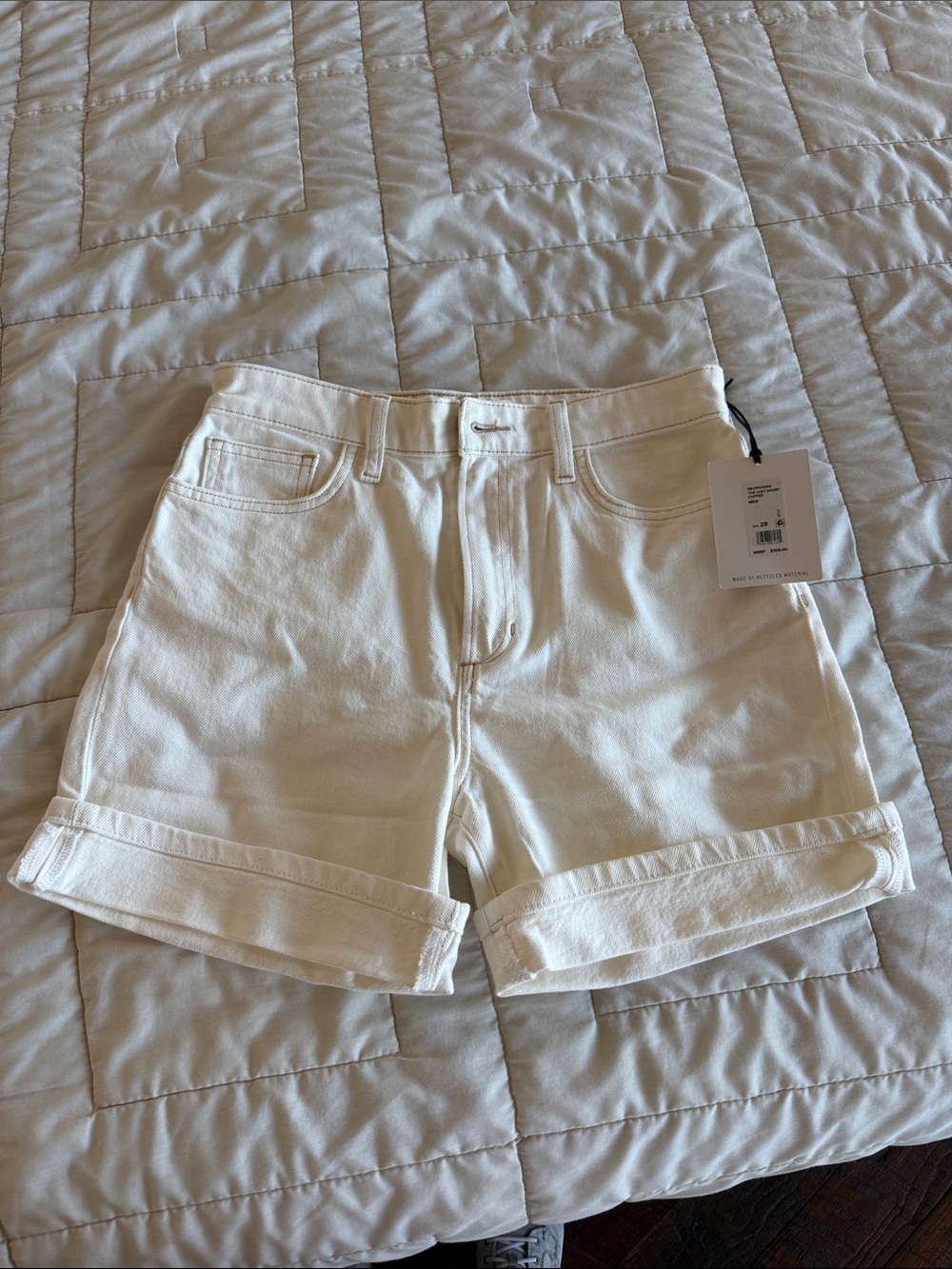 Joey Cream Cuffed Denim Shorts